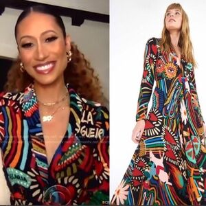 Farm Rio Winter Carnival Deep V Plunge Dress - XS Holiday Party Festive